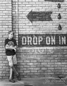Drop On In - black and white